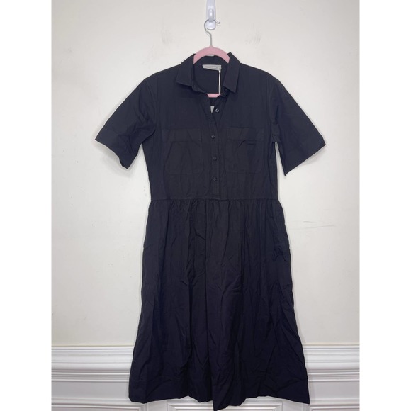 Everlane The Parklet Shirtdress in Black Size 6 Short Sleeve Casual Party Gothic - Picture 2 of 6